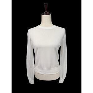 Vince White Semi Sheer Long Sleeve Crewneck Top Size XS